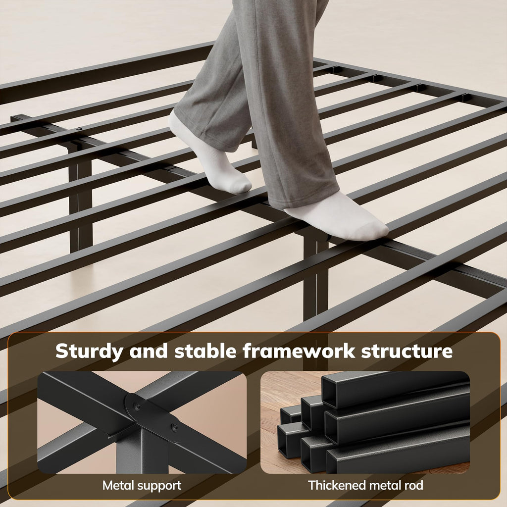 King Bed Frame with Storage Headboard and Charging Station F93628