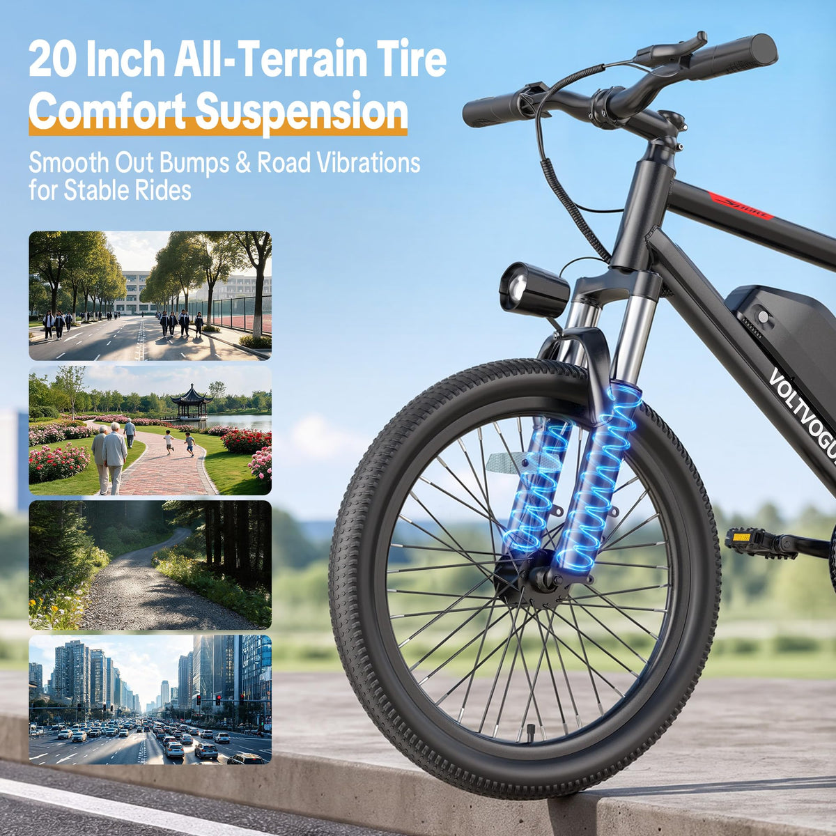 48V 1000W Peak Motor 22 mph 20Inch Fat Tires Electric E-Bike N10367