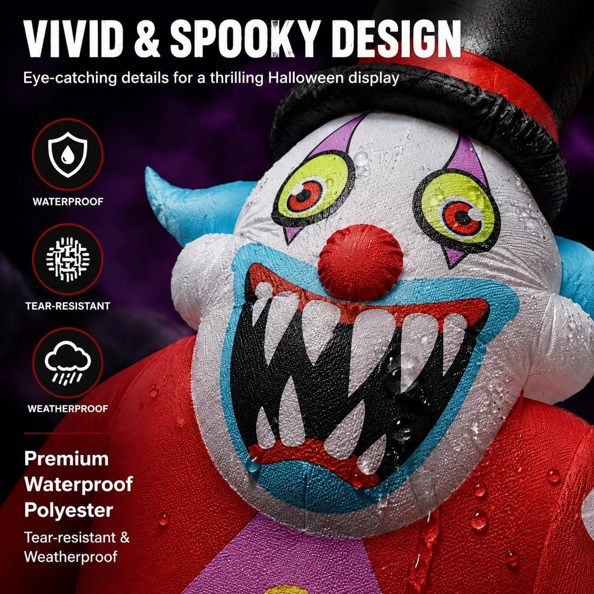 11FT Giant Halloween Inflatables Clown Ghost with LED Lights I7155