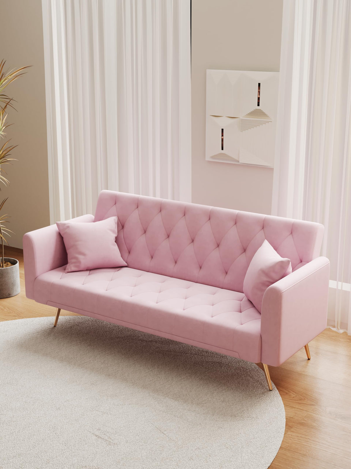 Pink Velvet 2 Seater Loveseat Sofa R382