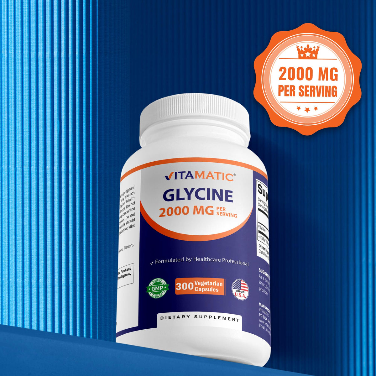 Glycine Supplement 2000mg 300 Count Non-GMO Gluten Free Q49465