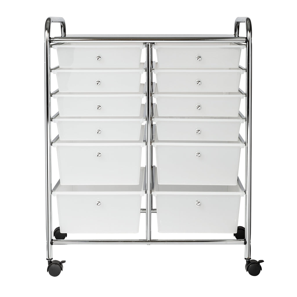 Rolling Craft Storage Cart, Clear, 12-Drawer H49824