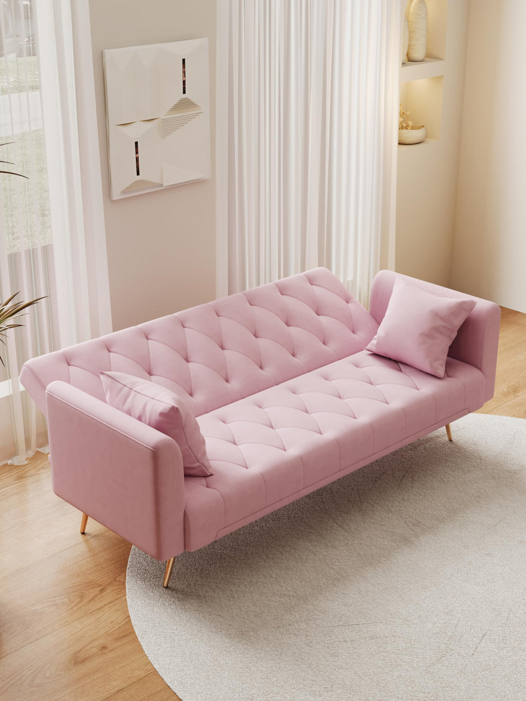 Pink Velvet 2 Seater Loveseat Sofa R382