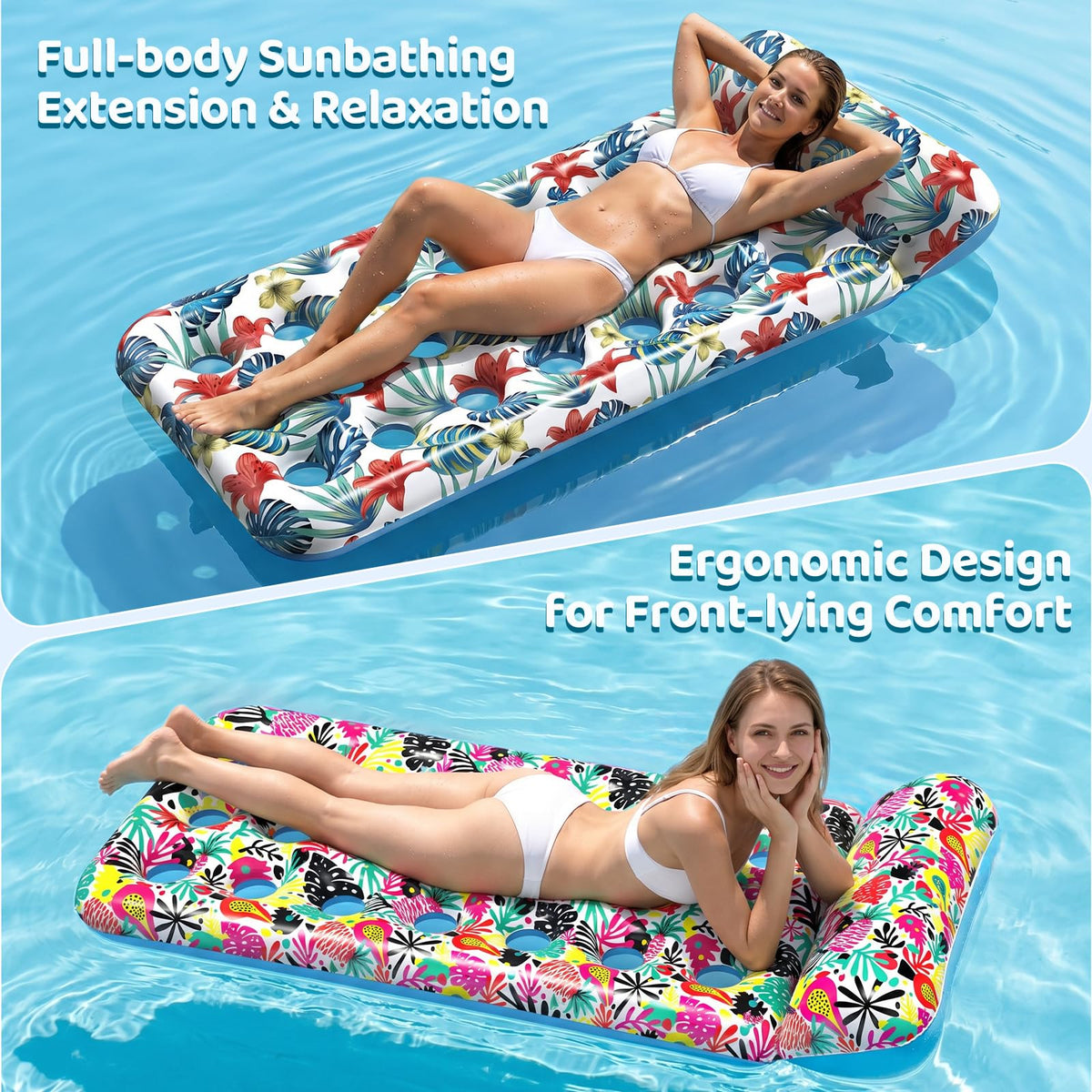 4 Pack Oversized Inflatable Pool Floats with Headrest P770504