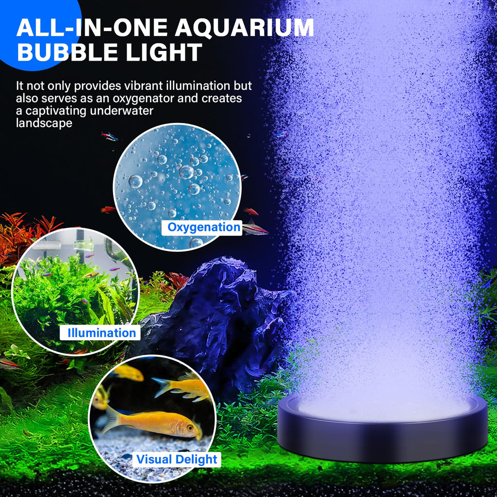 Aquarium Air Bubble Light and Magnetic Glass Clean Brush Y62681