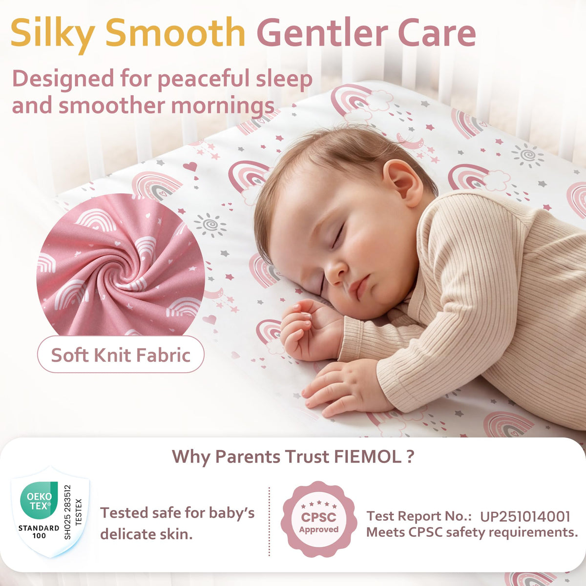3 Pack Fitted Crib Sheets 52”x28” X913