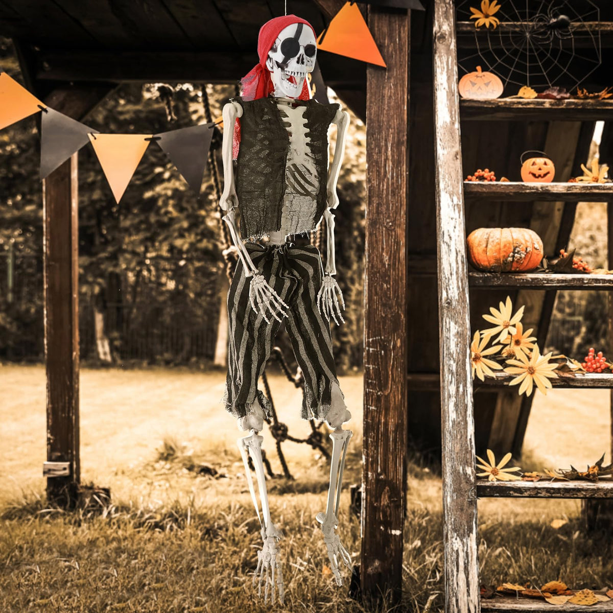 Life Size Pirate Skeleton with Movable Joints H7227