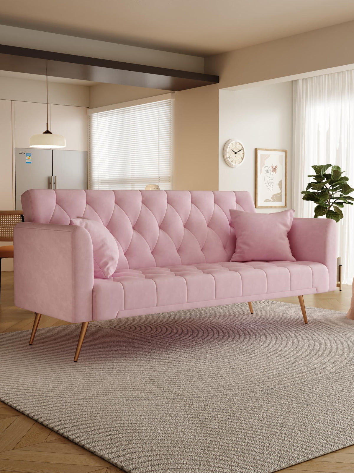Pink Velvet 2 Seater Loveseat Sofa R382