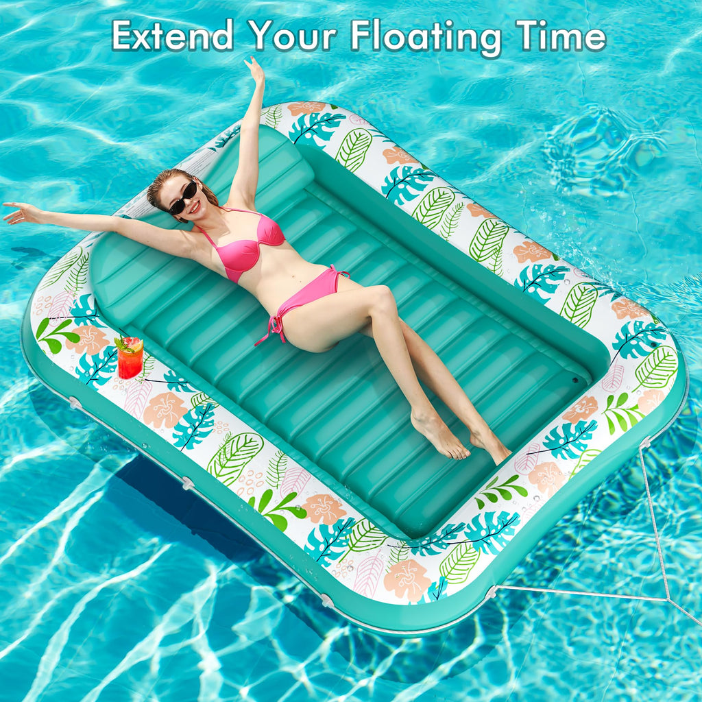 2 Pack Inflatable Pool Float Mat & 75" x 51" Tanning Pool Lounger P476608