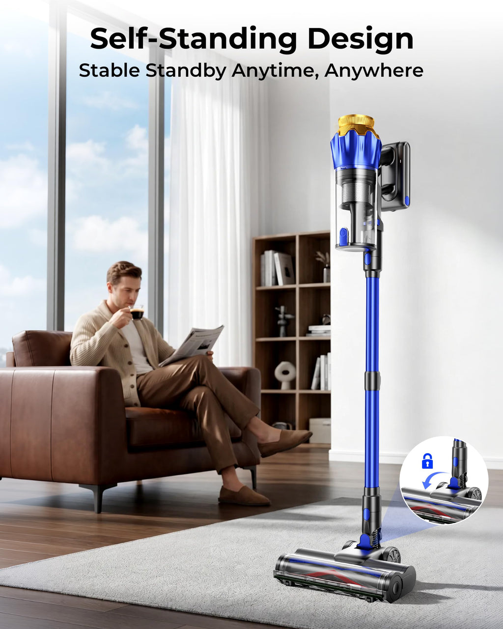 650W 55KPa Cordless Stick Vacuum Cleaner with Anti-Tangle Brush F208355
