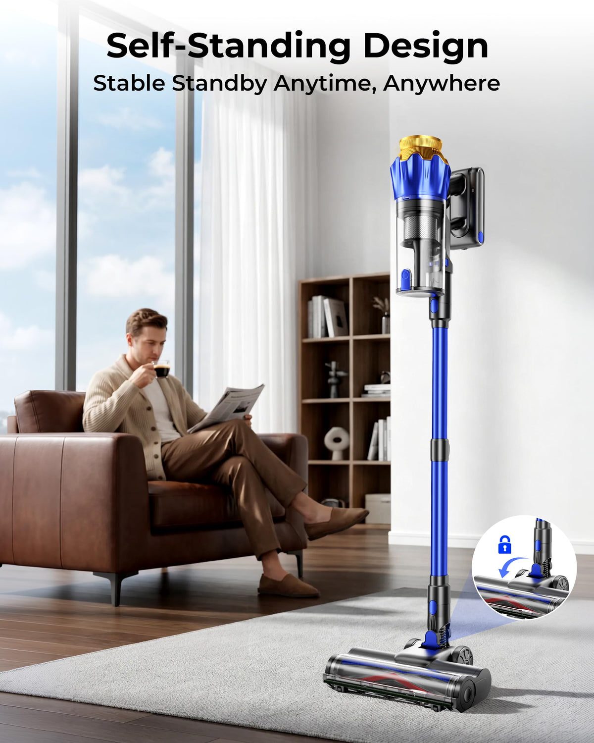 650W 55KPa Cordless Stick Vacuum Cleaner with Anti-Tangle Brush F208355