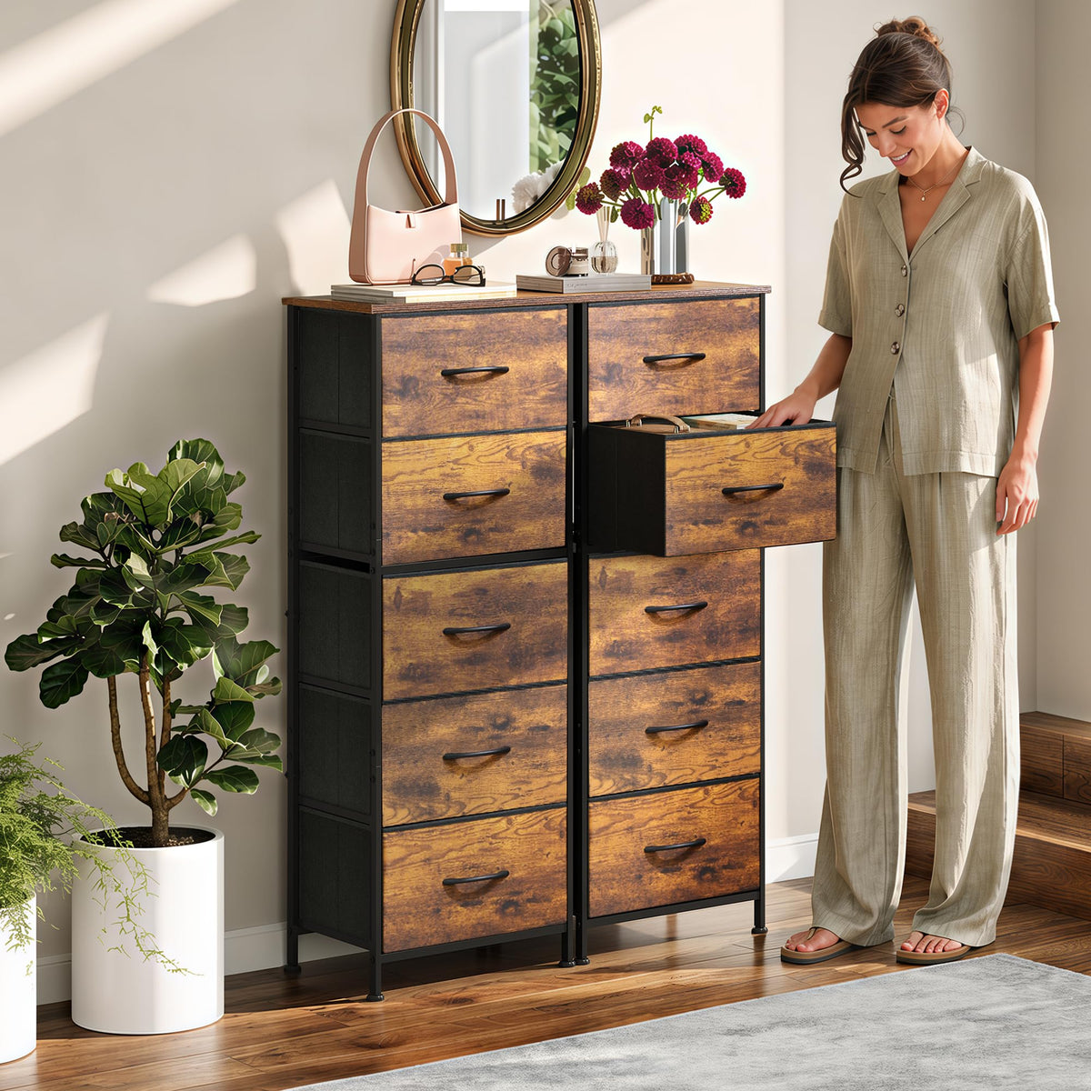 5 Drawer Rustic Brown Dresser C84426