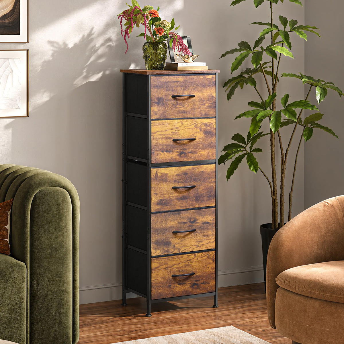 5 Drawer Rustic Brown Dresser C84426