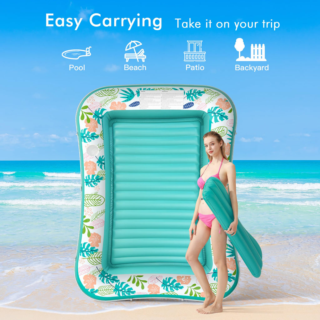 2 Pack Inflatable Pool Float Mat & 75" x 51" Tanning Pool Lounger P476608