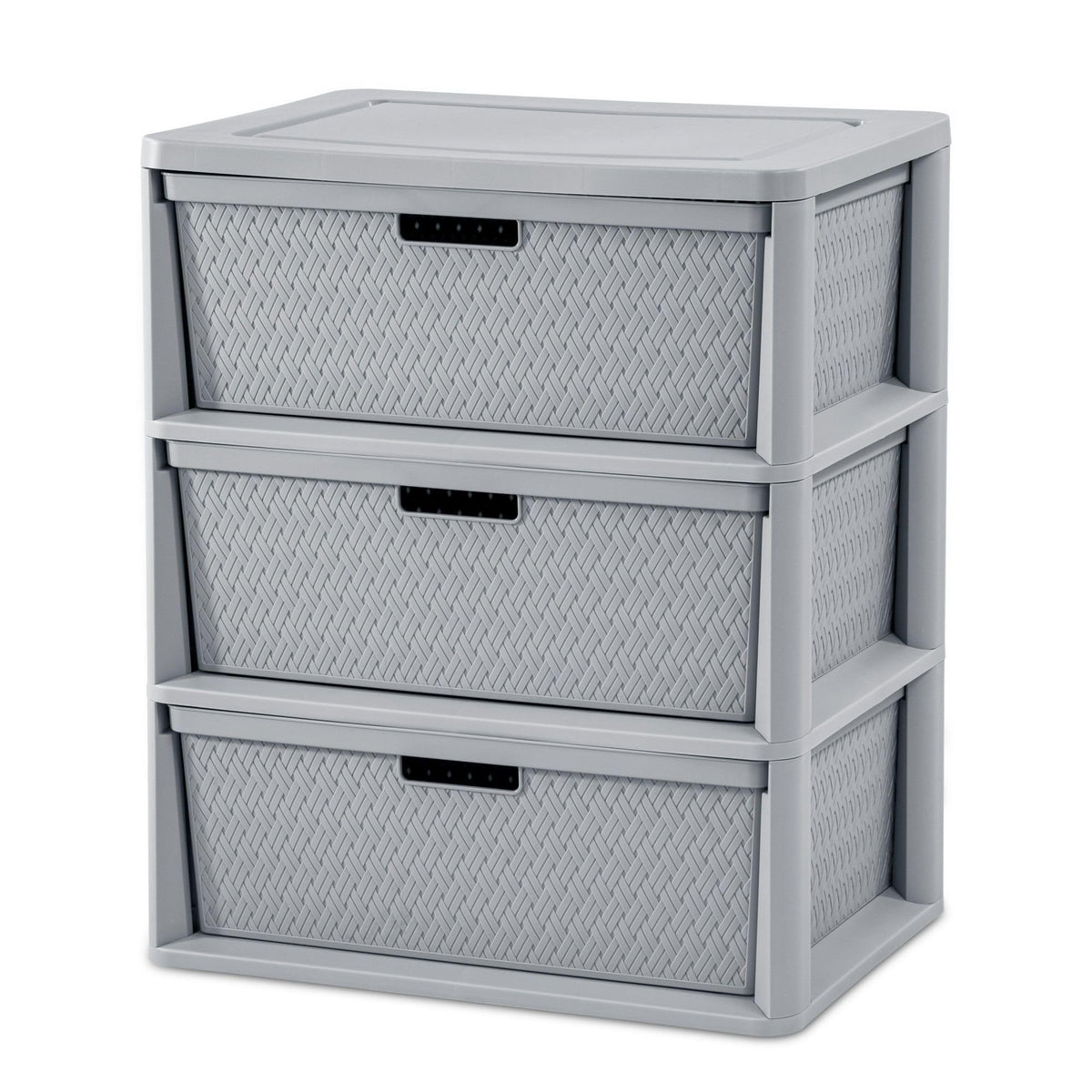 3 Drawer Plastic Storage Tower with Removable Bins, Gray, 2 Pack S523
