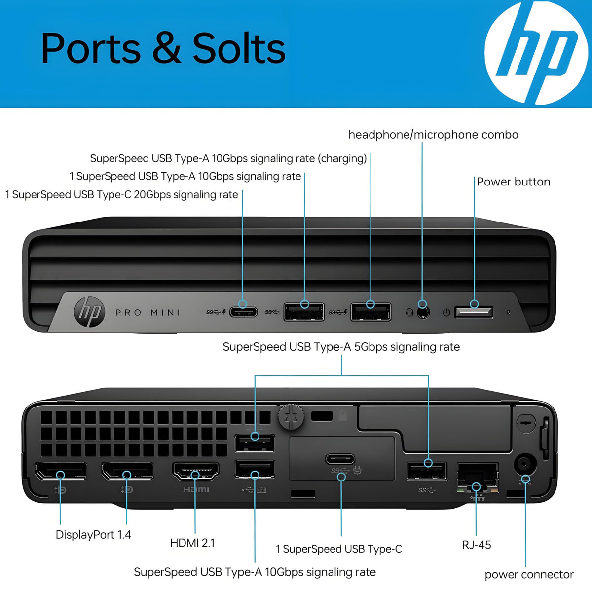HP Mini Desktop PC Intel i7-12700T 16GB RAM 512GB SSD Windows 11 Pro K27643
