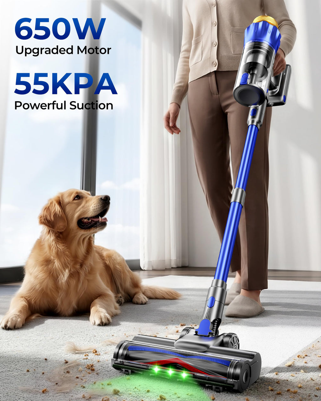 650W 55KPa Cordless Stick Vacuum Cleaner with Anti-Tangle Brush F208355