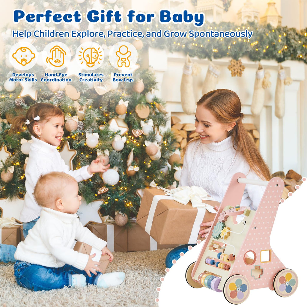 Pink Wooden Baby Walker H3009
