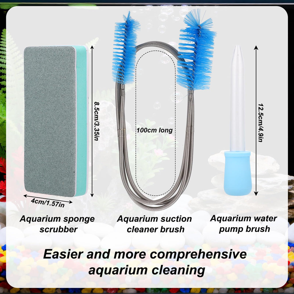 Aquarium Cleaning Tools Kit with Sponge Scrubbers and Brushes Q847
