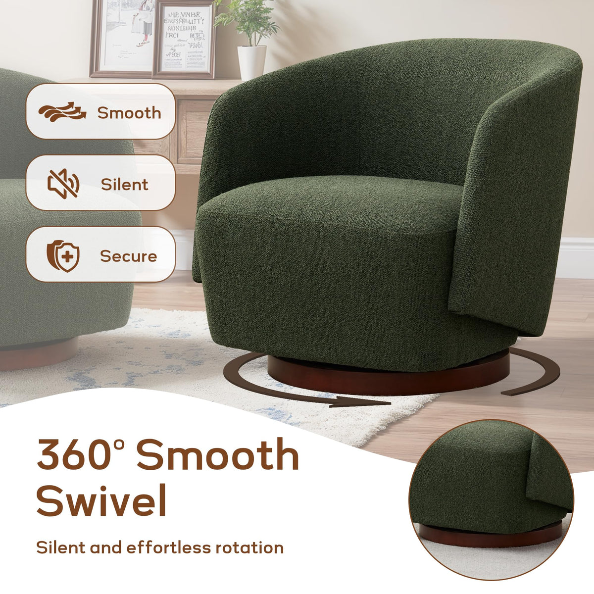 Boucle Swivel Accent Chairs Set of 2 Green S358625