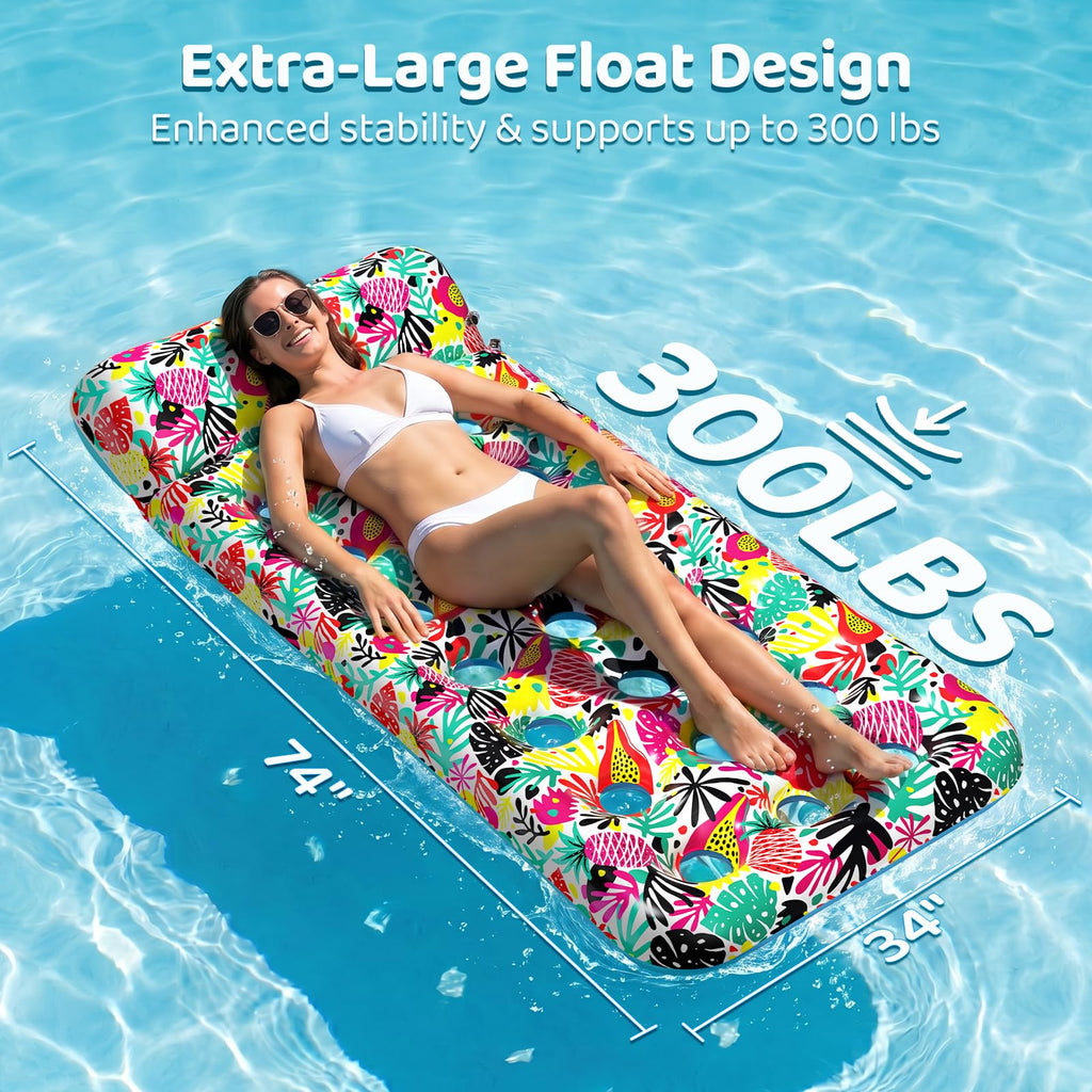 4 Pack Oversized Inflatable Pool Floats with Headrest P770504