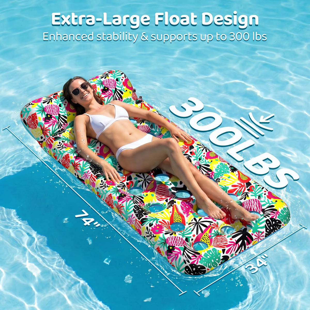 4 Pack Oversized Inflatable Pool Floats with Headrest P770504