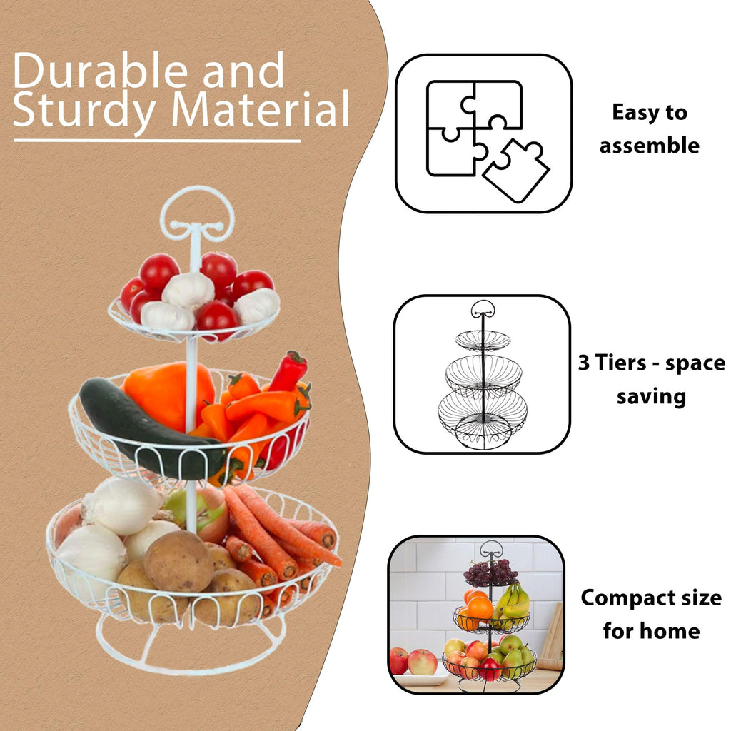 3-Tiered Black Wire Fruit and Vegetable Holder K6308