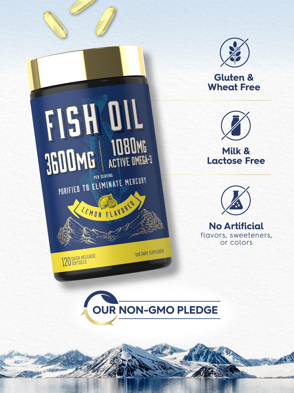 Fish Oil 3600mg 1080mg Omega 3 120 Count T849