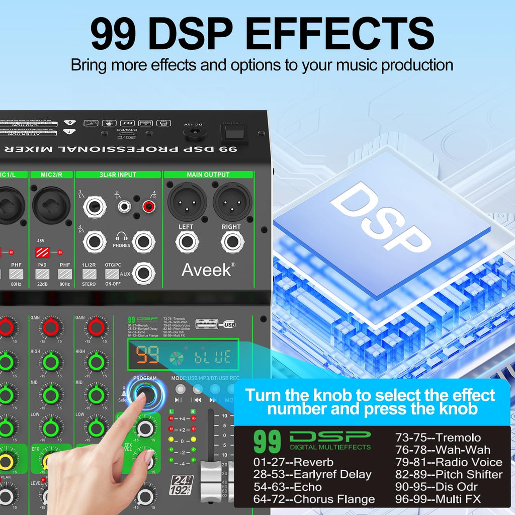 4 Channel Audio Mixer with Bluetooth and USB L163125