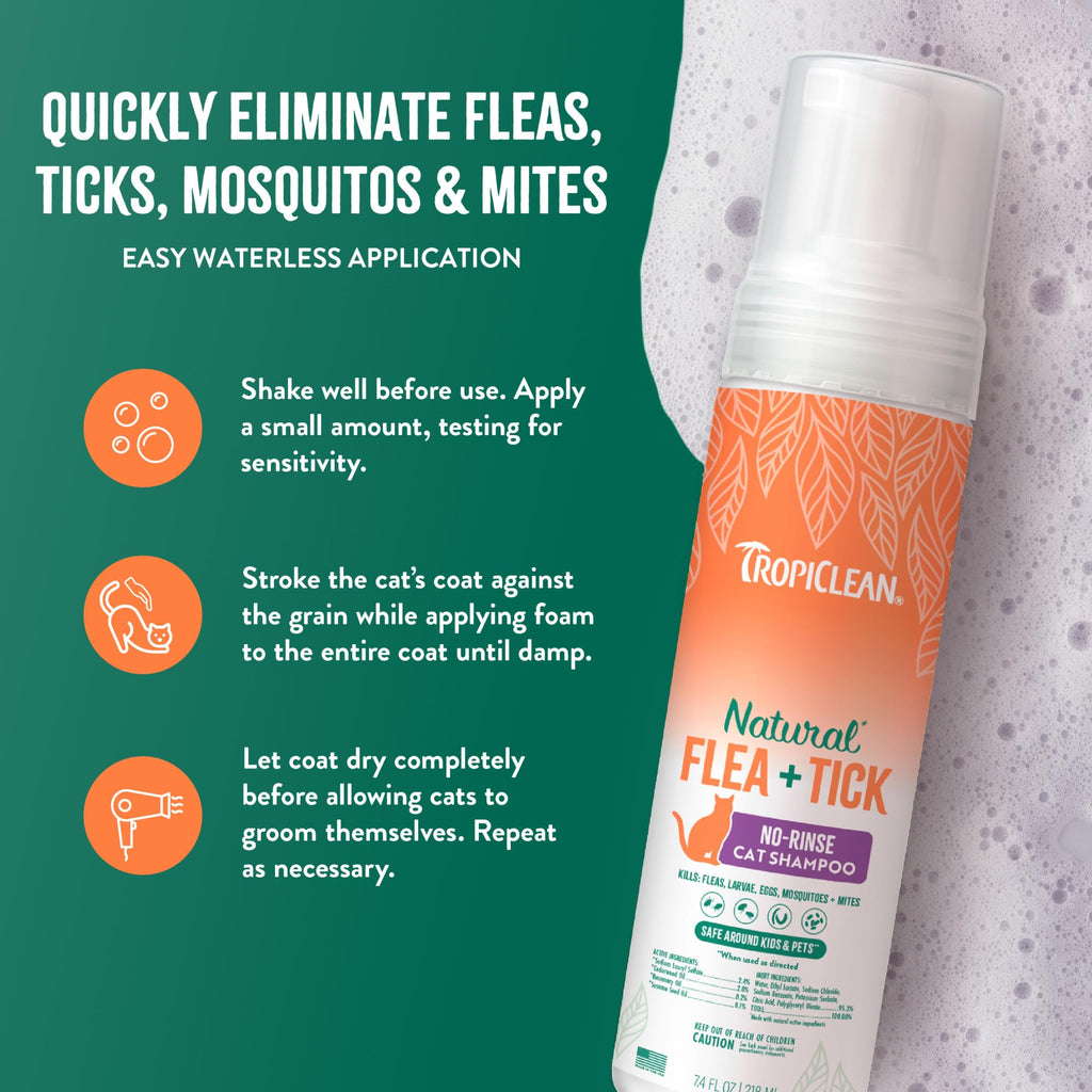 Waterless Flea and Tick Shampoo for Cats 7.4oz K78137