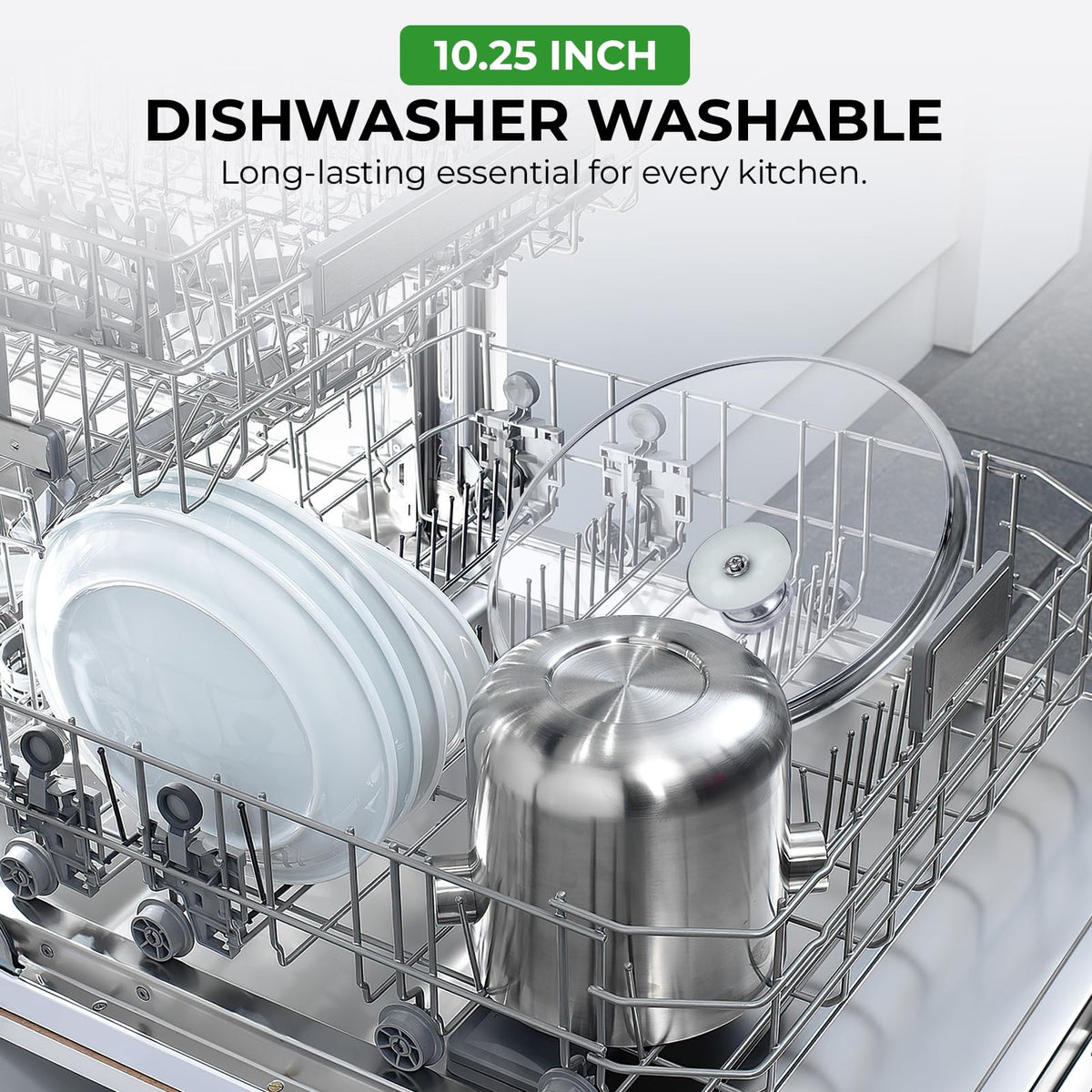 10.25 Inch Tempered Glass Lid with Stainless Steel Knob C5507