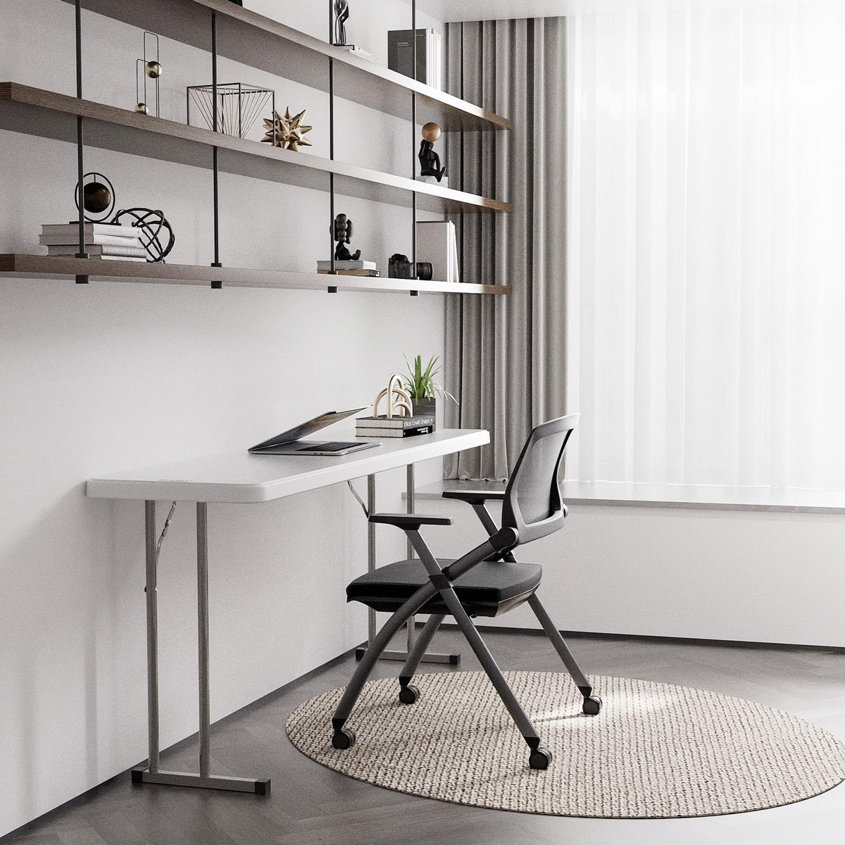 White 6 FT Narrow Folding Table I517522