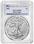 2024 $1 American Silver Eagle PCGS MS70 First Day of Issue L830702