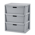 3 Drawer Plastic Storage Tower with Removable Bins, Gray, 2 Pack S523