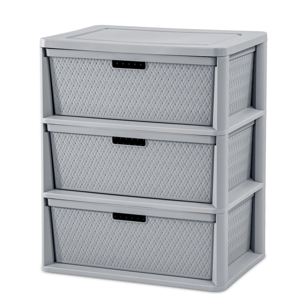 3 Drawer Plastic Storage Tower with Removable Bins, Gray, 2 Pack S523