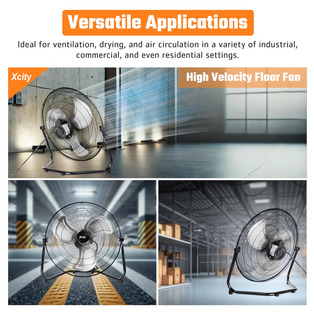 20 Inch Metal Industrial Floor Fan 4650 CFM 3-speed A210476