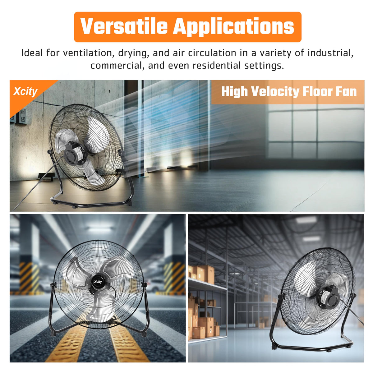 20 Inch Metal Industrial Floor Fan 4650 CFM 3-speed A210476