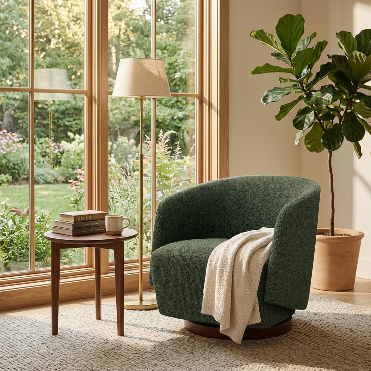 Boucle Swivel Accent Chairs Set of 2 Green S358625