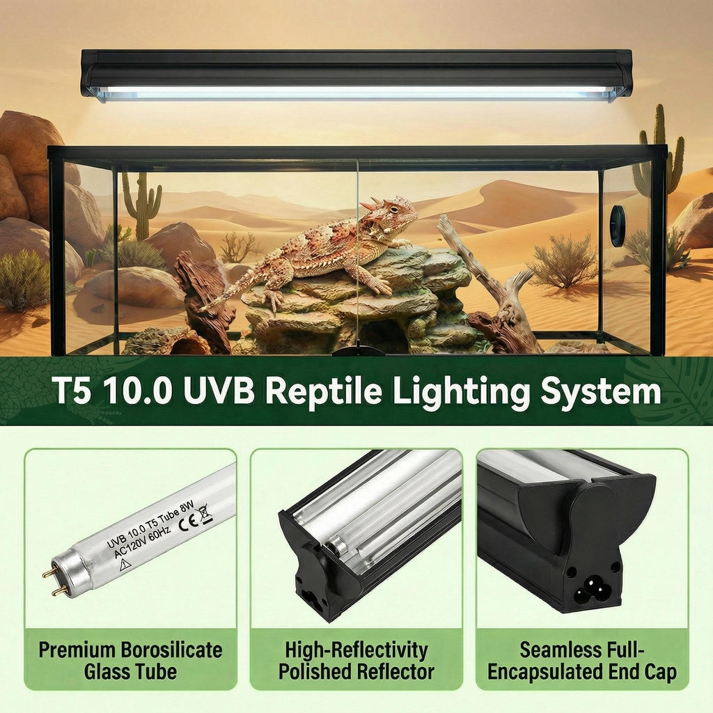 8W 10.0 12 Inch T5 UVB Reptile Light Fixture with Bulb C65838
