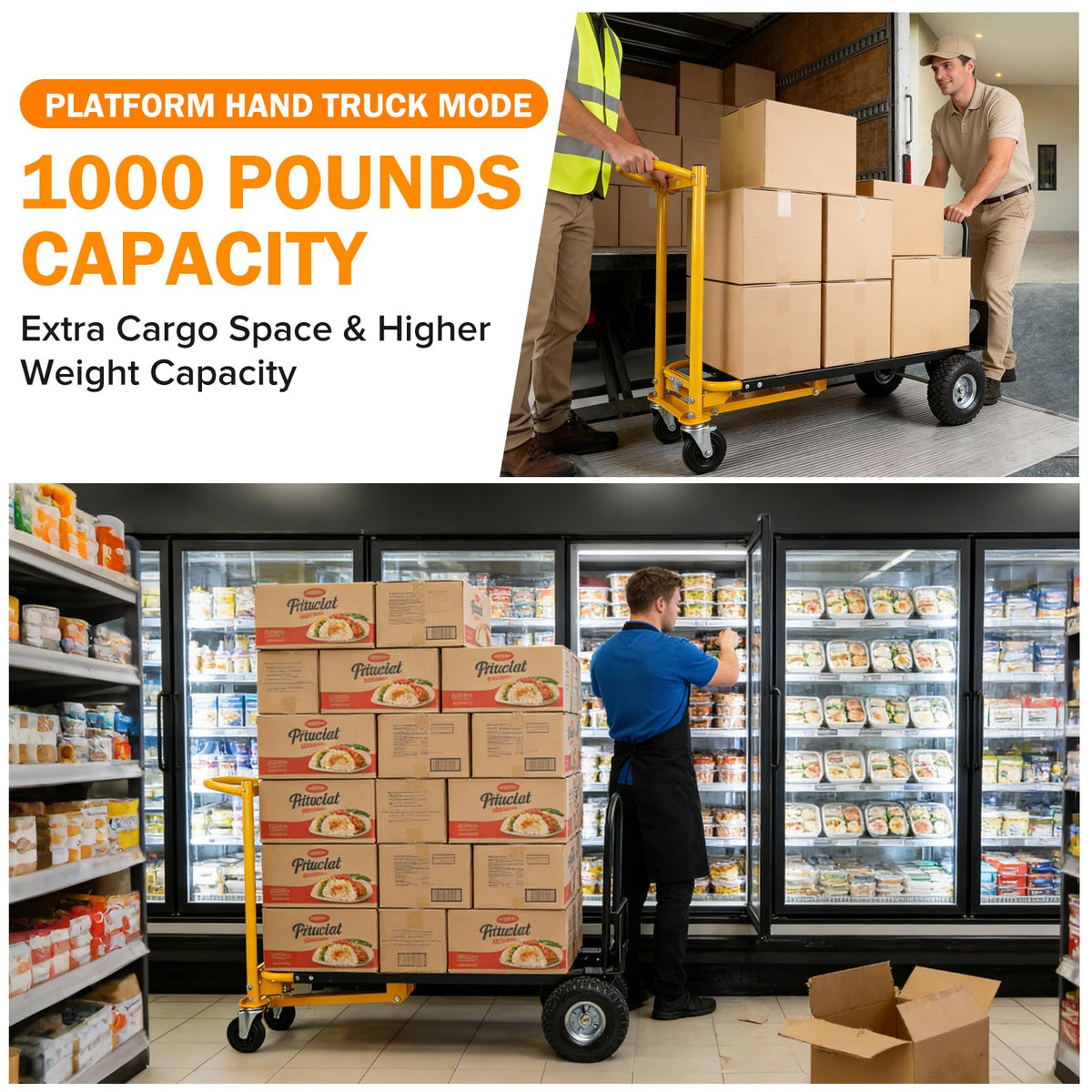 3 in 1 Convertible Hand Truck Dolly Cart with 10" Pneumatic Wheels, 1000LBS Capacity L7799