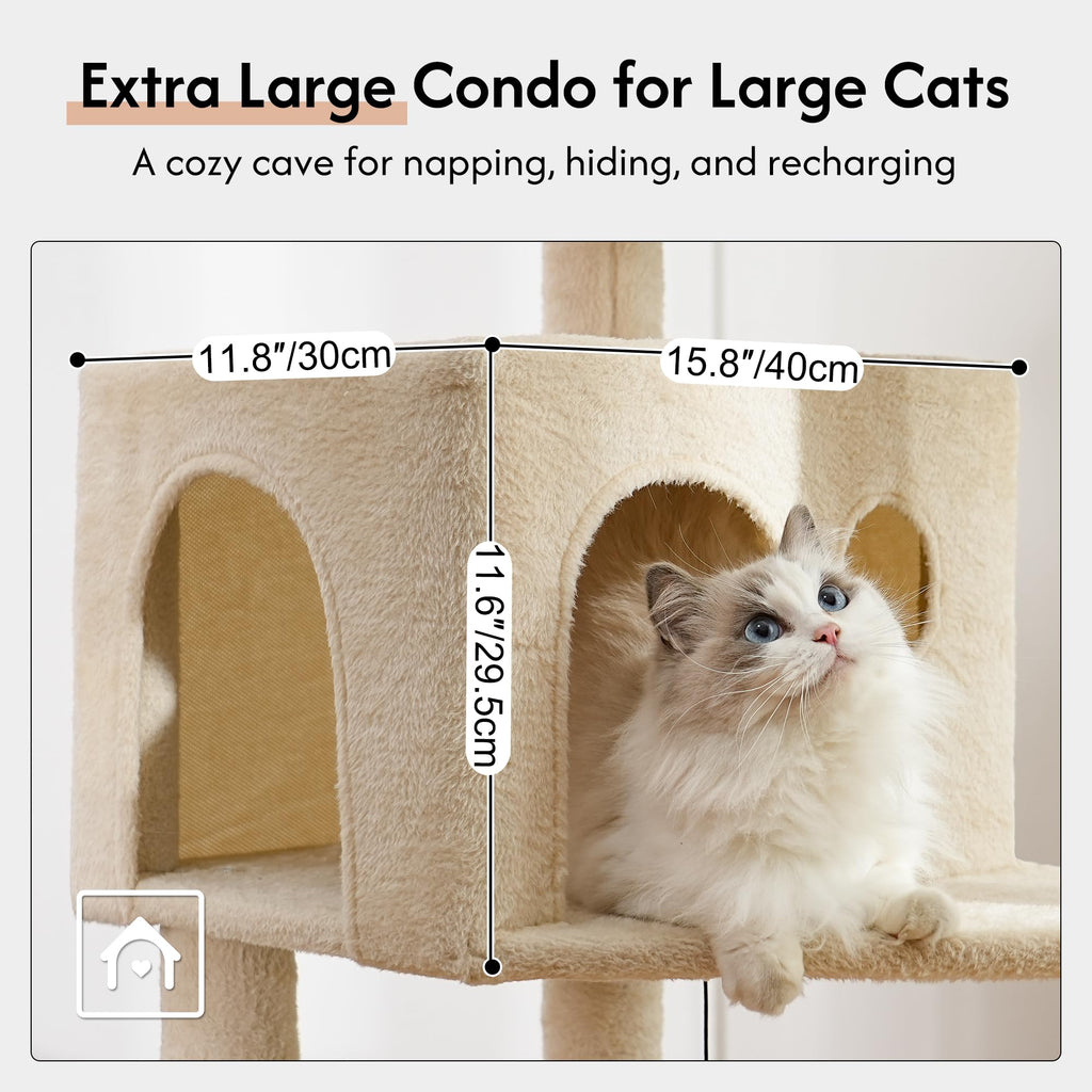 70” XXL Cat Tree Tower with Oversized Bed M3589