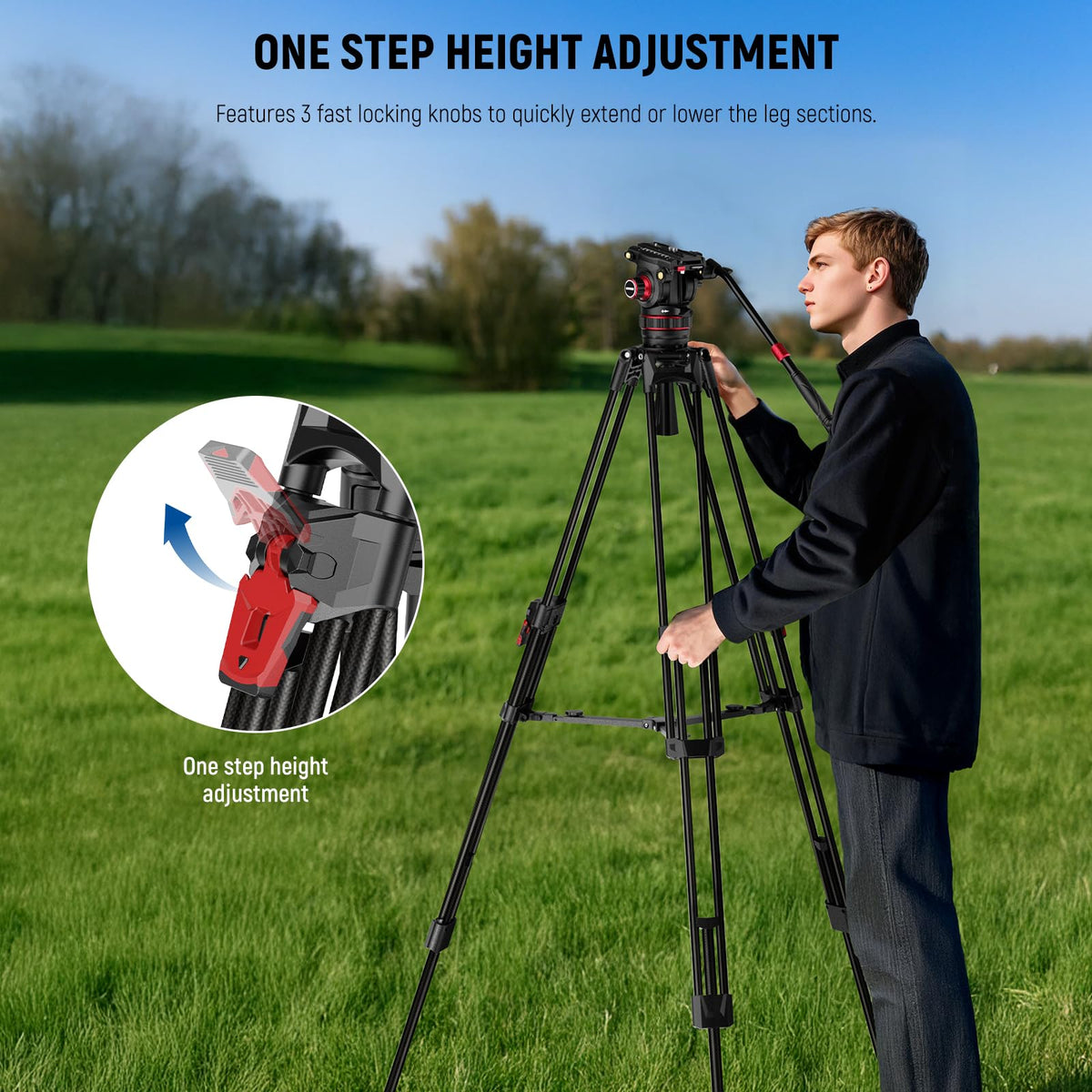 Carbon Fiber Video Camera Tripod with Fluid Head O6707