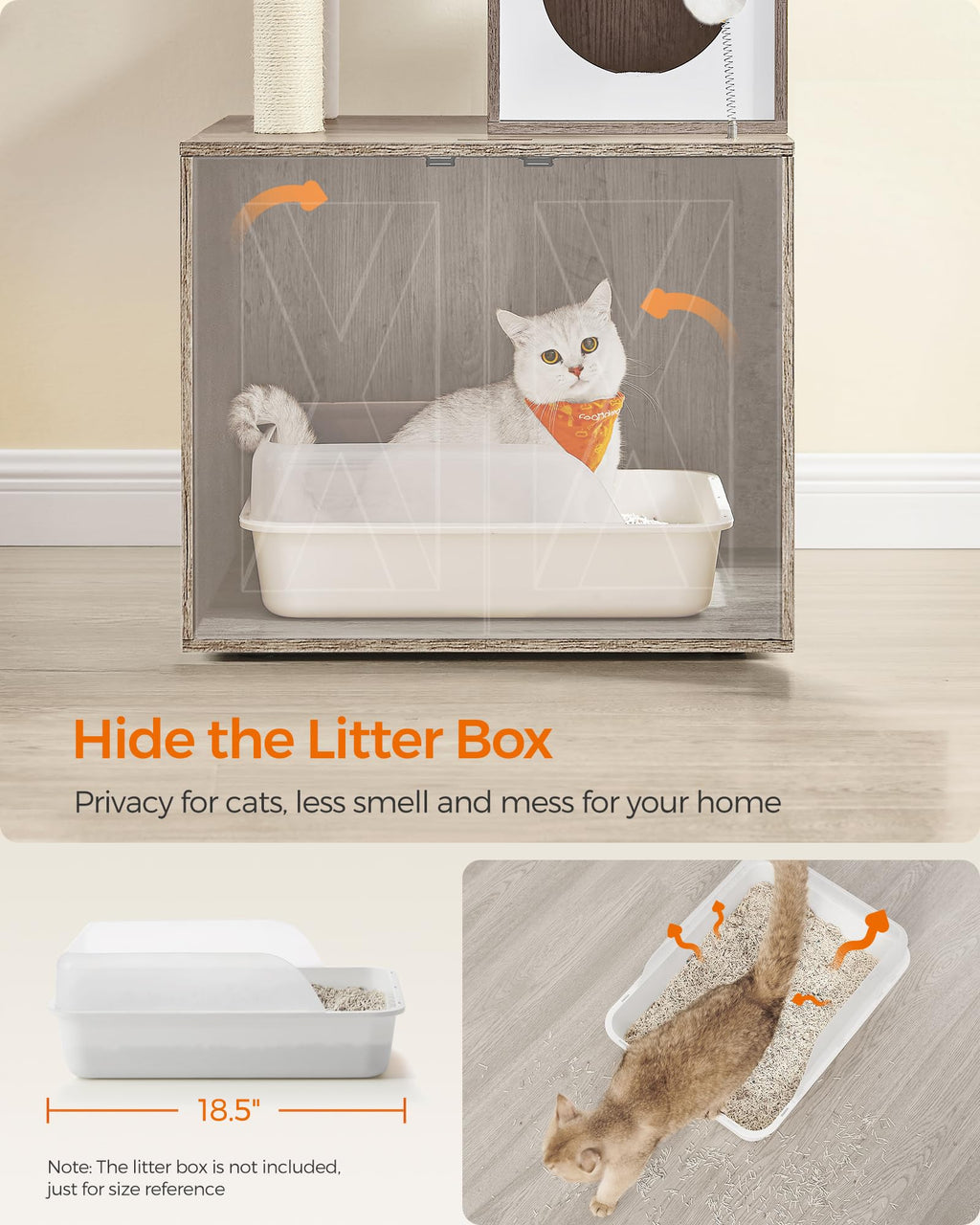 70.1-Inch Tall Cat Tree with Litter Box Enclosure P38900