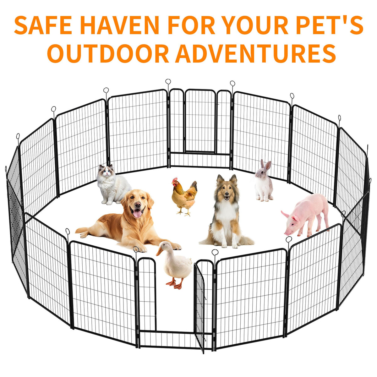 16-Panel Heavy-Duty Metal Dog Playpen X22967