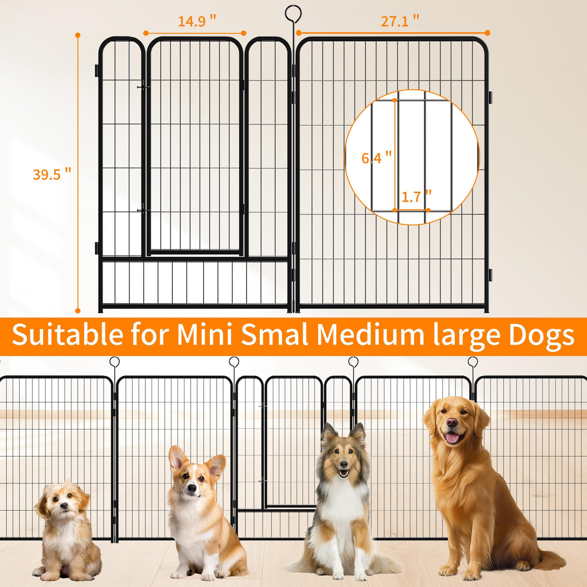 16-Panel Heavy-Duty Metal Dog Playpen X22967