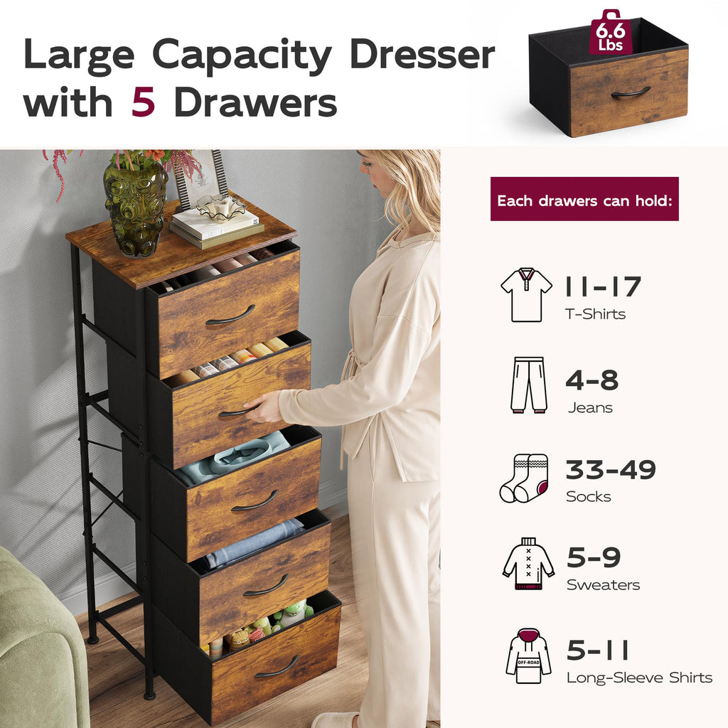 5 Drawer Rustic Brown Dresser C84426
