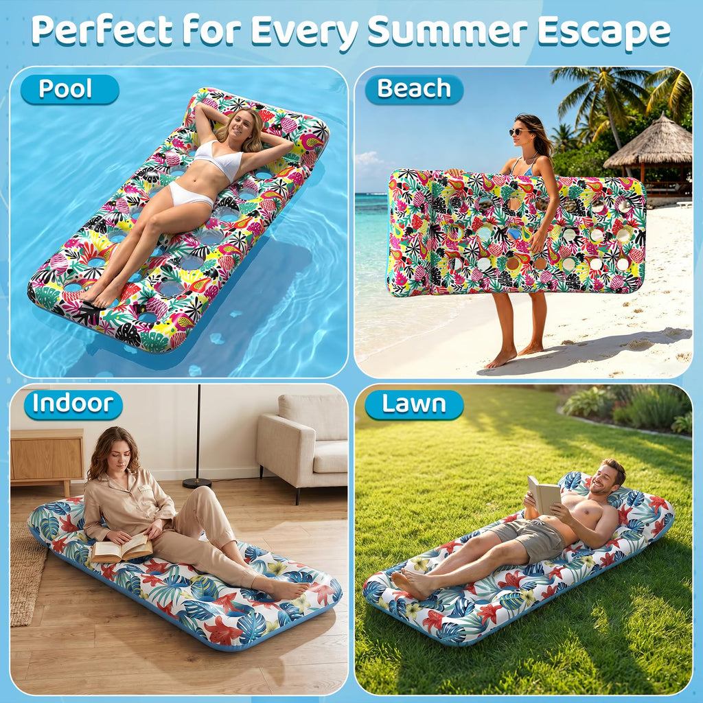4 Pack Oversized Inflatable Pool Floats with Headrest P770504