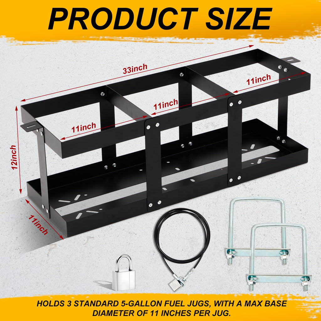 Black Iron 3 x 5-gallon Gas Can Holder C153