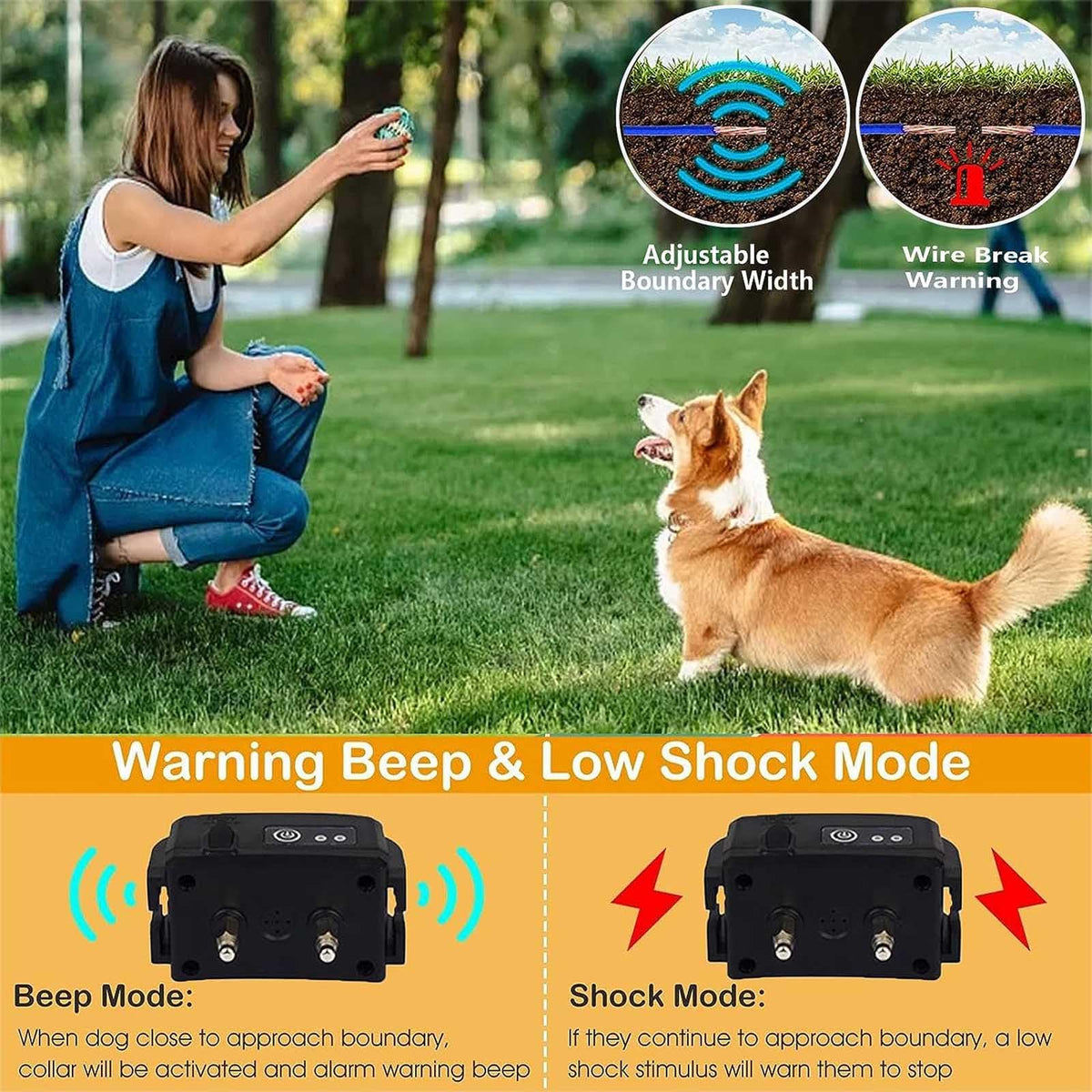 Electric In-Ground Dog Fence Waterproof Shock Collar V33119