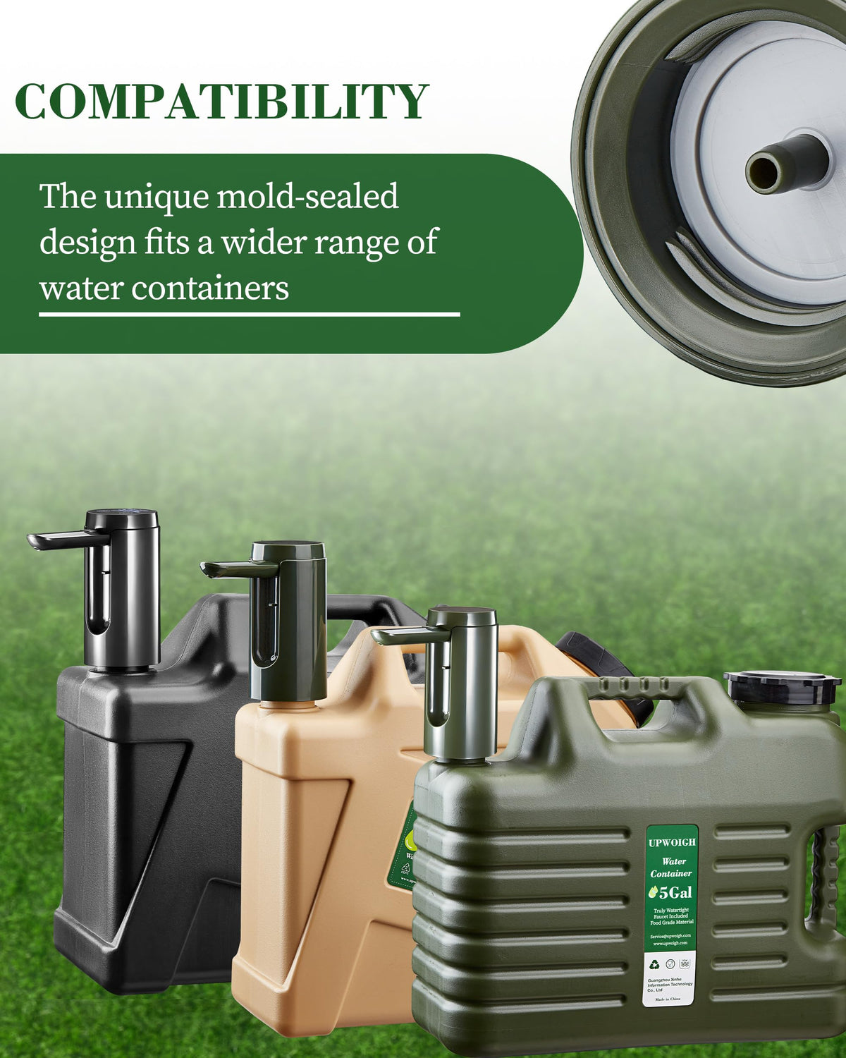 5 Gallon Camping Water Jug with Spigot, Military Green, 2 Pack Q611